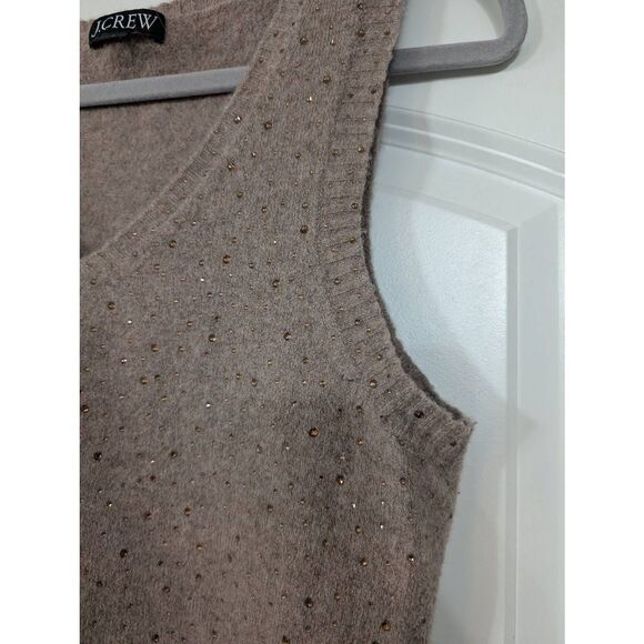 J. Crew Crystal-embellished sweater shell‎ in Supersoft yarn women's small tan - Picture 3 of 8